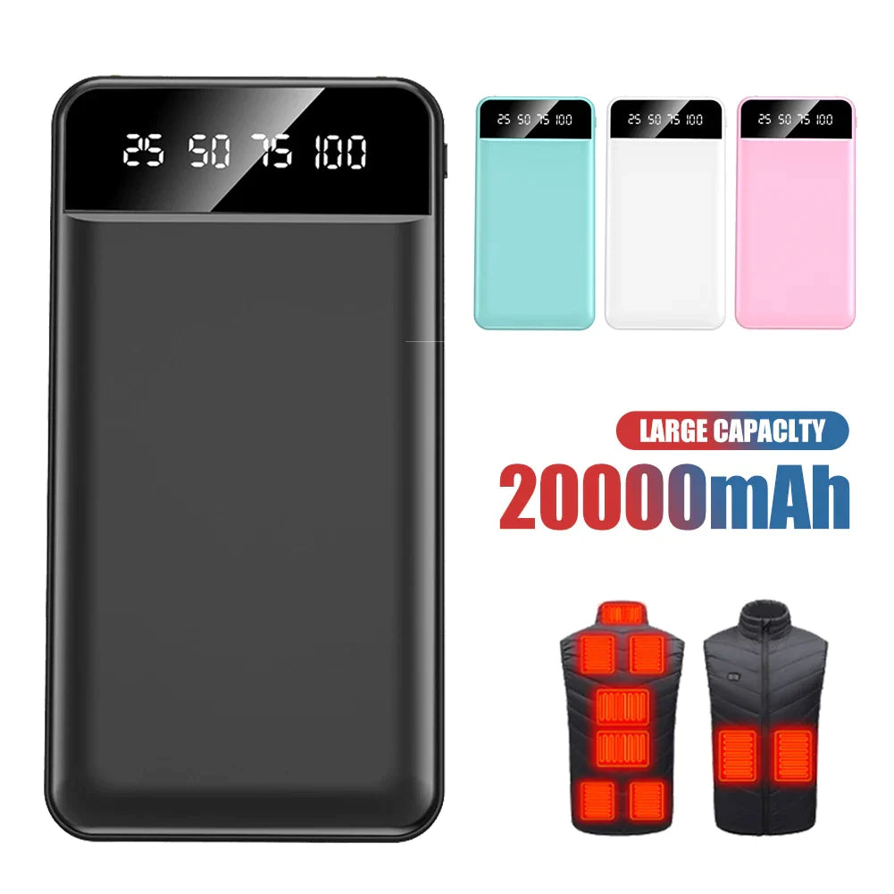 20000mAh Power Bank Portable Mini Charger Fast Charging External Battery Pack
