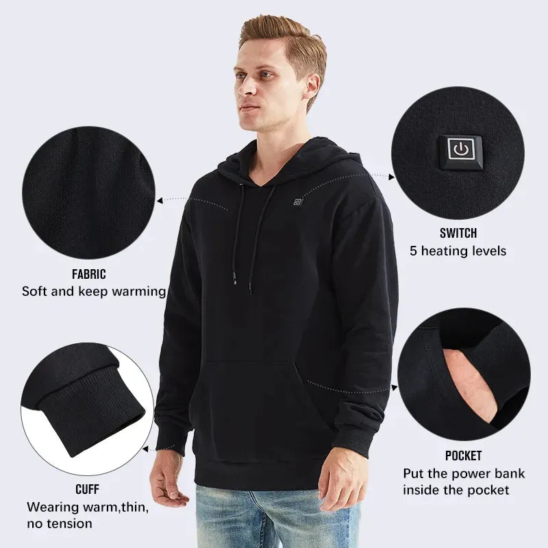 ThermoLux™ USB Smart Heated Hoodie + External Battery Power Bank