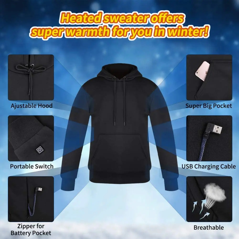 ThermoLux™ USB Smart Heated Hoodie + External Battery Power Bank