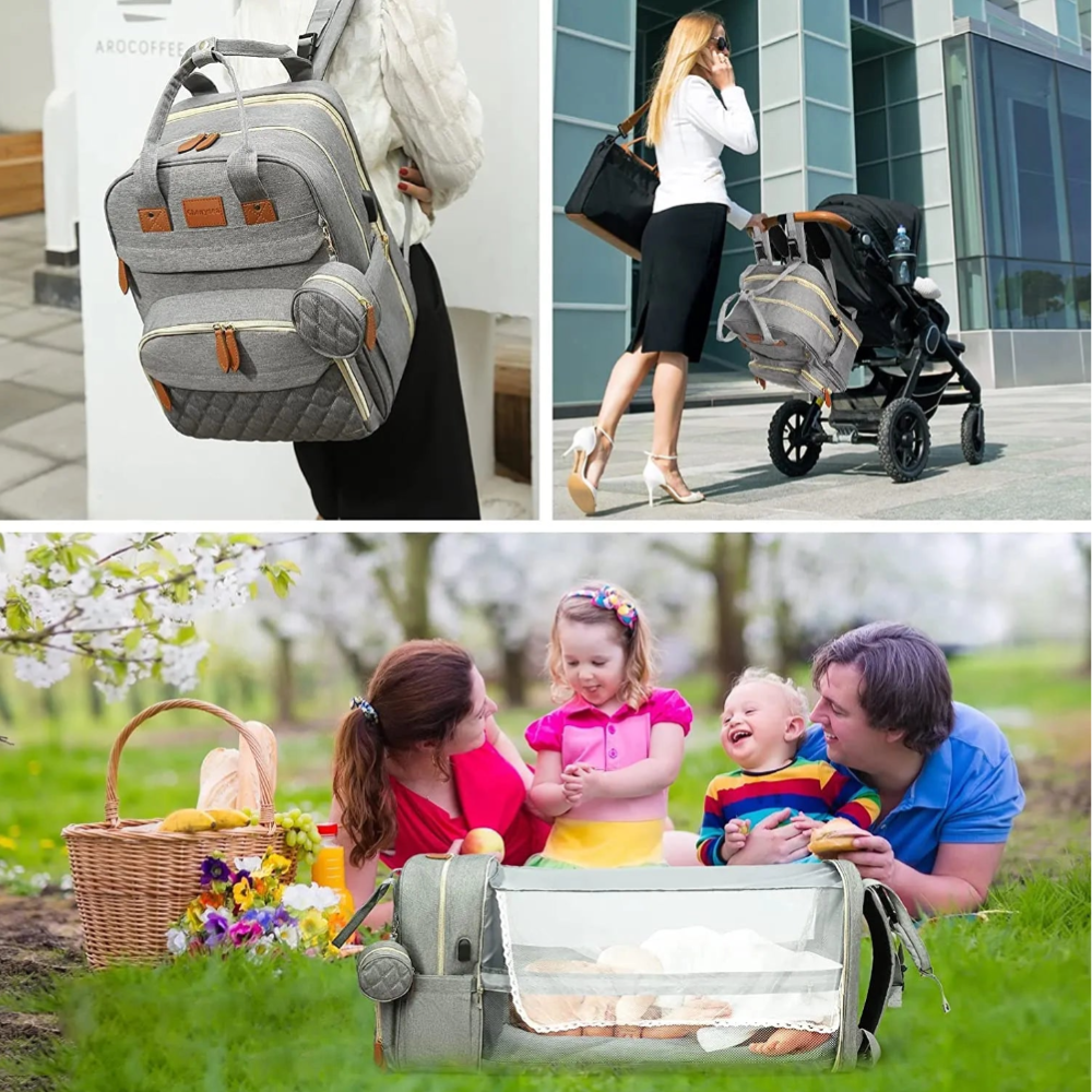 Baby Portable Bed Diaper Bag Backpack Bassinet with Stroller Straps for Travel