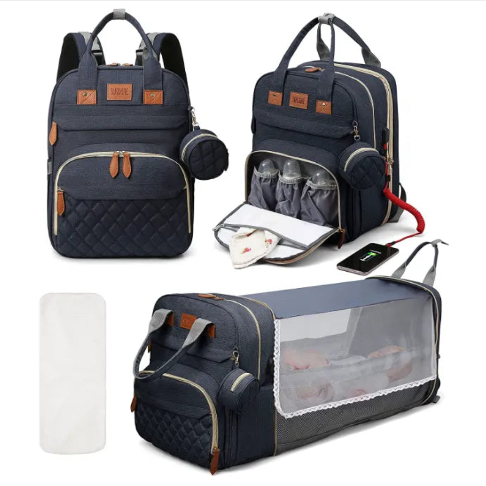 Baby Portable Bed Diaper Bag Backpack Bassinet with Stroller Straps for Travel