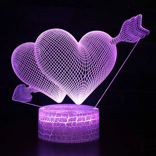 USB Powered LED 3D lamp illusion night light I love you heart 16 Colors changing
