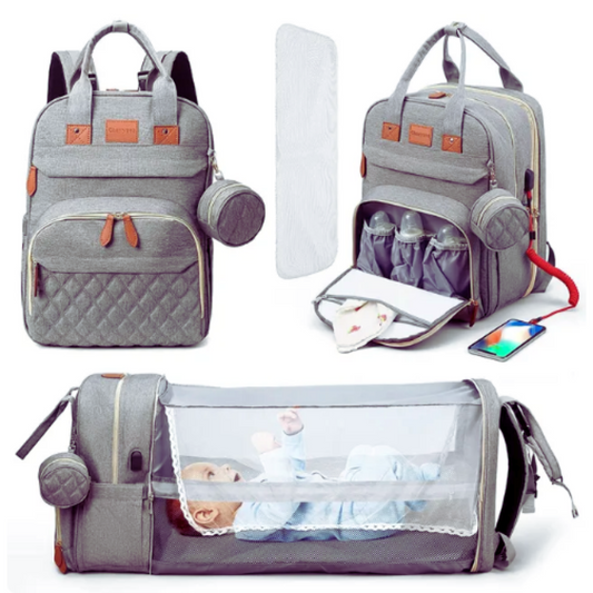 Baby Portable Bed Diaper Bag Backpack Bassinet with Stroller Straps for Travel